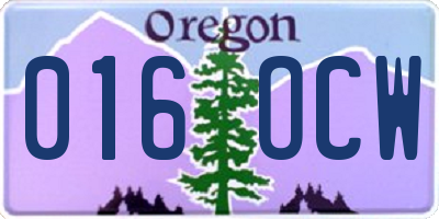 OR license plate 016OCW