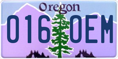 OR license plate 016OEM