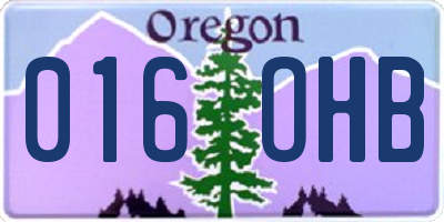 OR license plate 016OHB