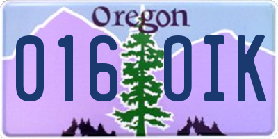 OR license plate 016OIK