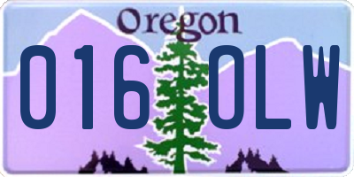 OR license plate 016OLW