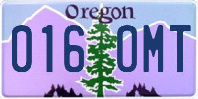 OR license plate 016OMT