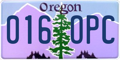 OR license plate 016OPC