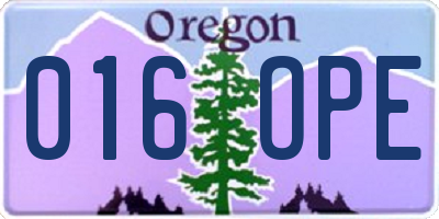 OR license plate 016OPE