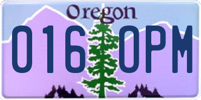 OR license plate 016OPM
