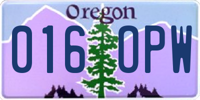 OR license plate 016OPW