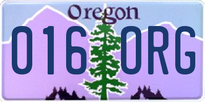 OR license plate 016ORG