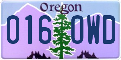 OR license plate 016OWD