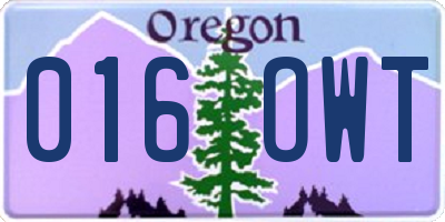 OR license plate 016OWT