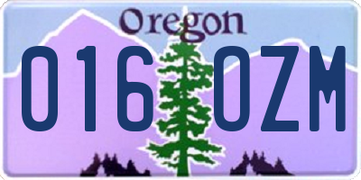OR license plate 016OZM