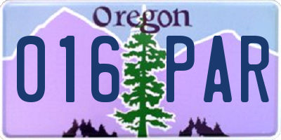 OR license plate 016PAR