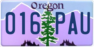 OR license plate 016PAU