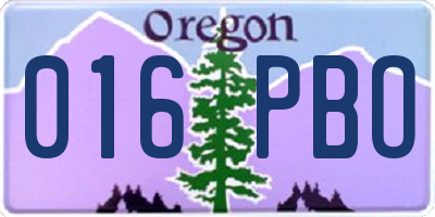 OR license plate 016PBO