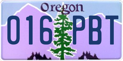 OR license plate 016PBT