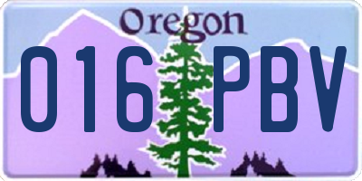 OR license plate 016PBV