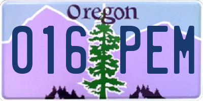 OR license plate 016PEM