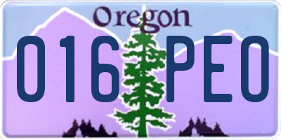 OR license plate 016PEO