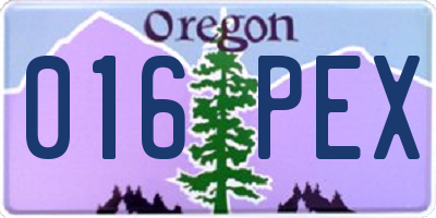 OR license plate 016PEX