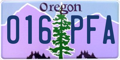 OR license plate 016PFA