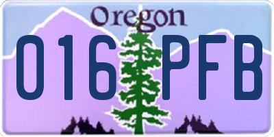 OR license plate 016PFB