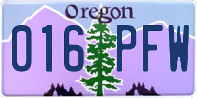 OR license plate 016PFW