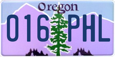 OR license plate 016PHL