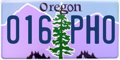 OR license plate 016PHO