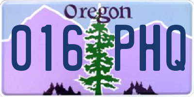 OR license plate 016PHQ