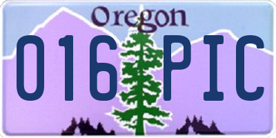 OR license plate 016PIC
