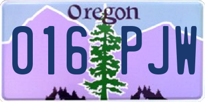 OR license plate 016PJW