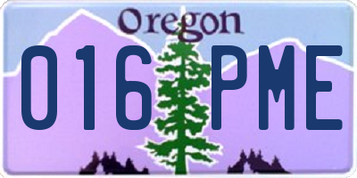 OR license plate 016PME