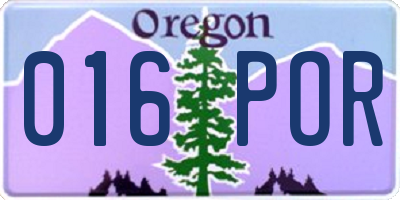 OR license plate 016POR