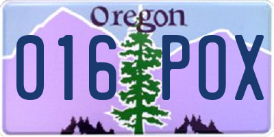 OR license plate 016POX