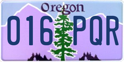 OR license plate 016PQR