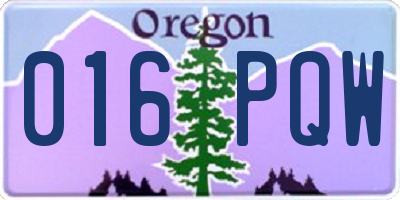 OR license plate 016PQW