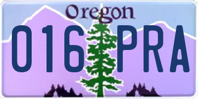 OR license plate 016PRA