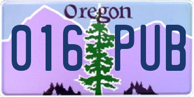 OR license plate 016PUB