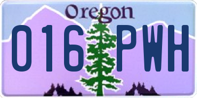 OR license plate 016PWH