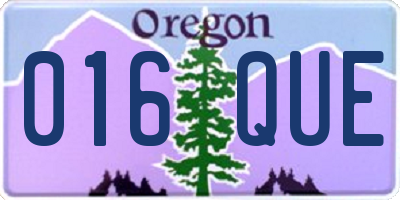 OR license plate 016QUE