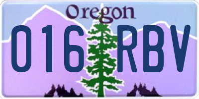 OR license plate 016RBV