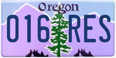 OR license plate 016RES