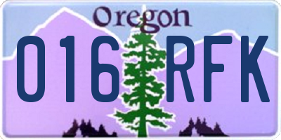 OR license plate 016RFK