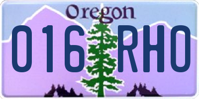 OR license plate 016RHO