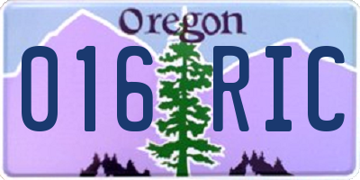 OR license plate 016RIC