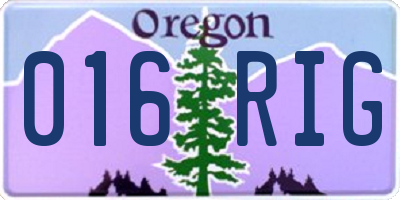 OR license plate 016RIG