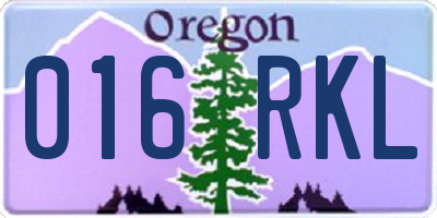 OR license plate 016RKL