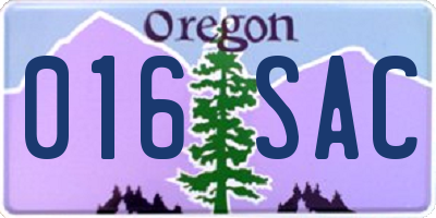 OR license plate 016SAC