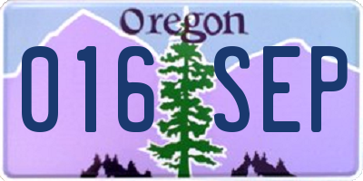 OR license plate 016SEP