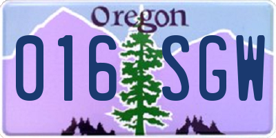OR license plate 016SGW