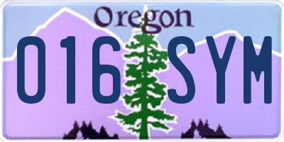 OR license plate 016SYM